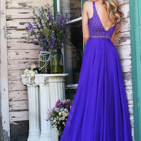 Purple Sherri Hill Prom Dress 32150 - Picture 2 of 3